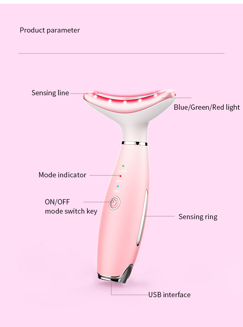 Професионална домашна употреба EMS LED нагревател Грижа за лицето, шията, Повдигане и стягане на кожата Устройство за красота