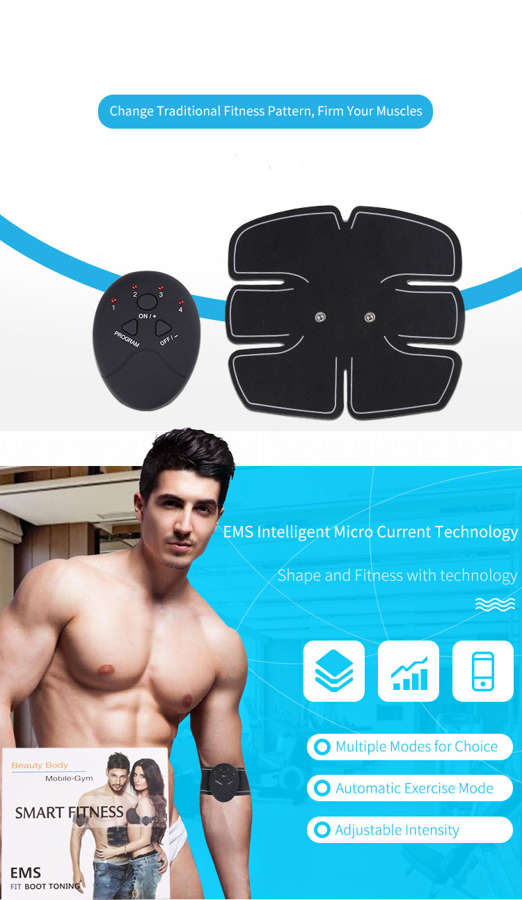 Estimulador ABS Entrenador Inalámbrico Paquete de 6 Cinturón de tonificación corporal Estimulador muscular ABS abdominal EMS electrónico